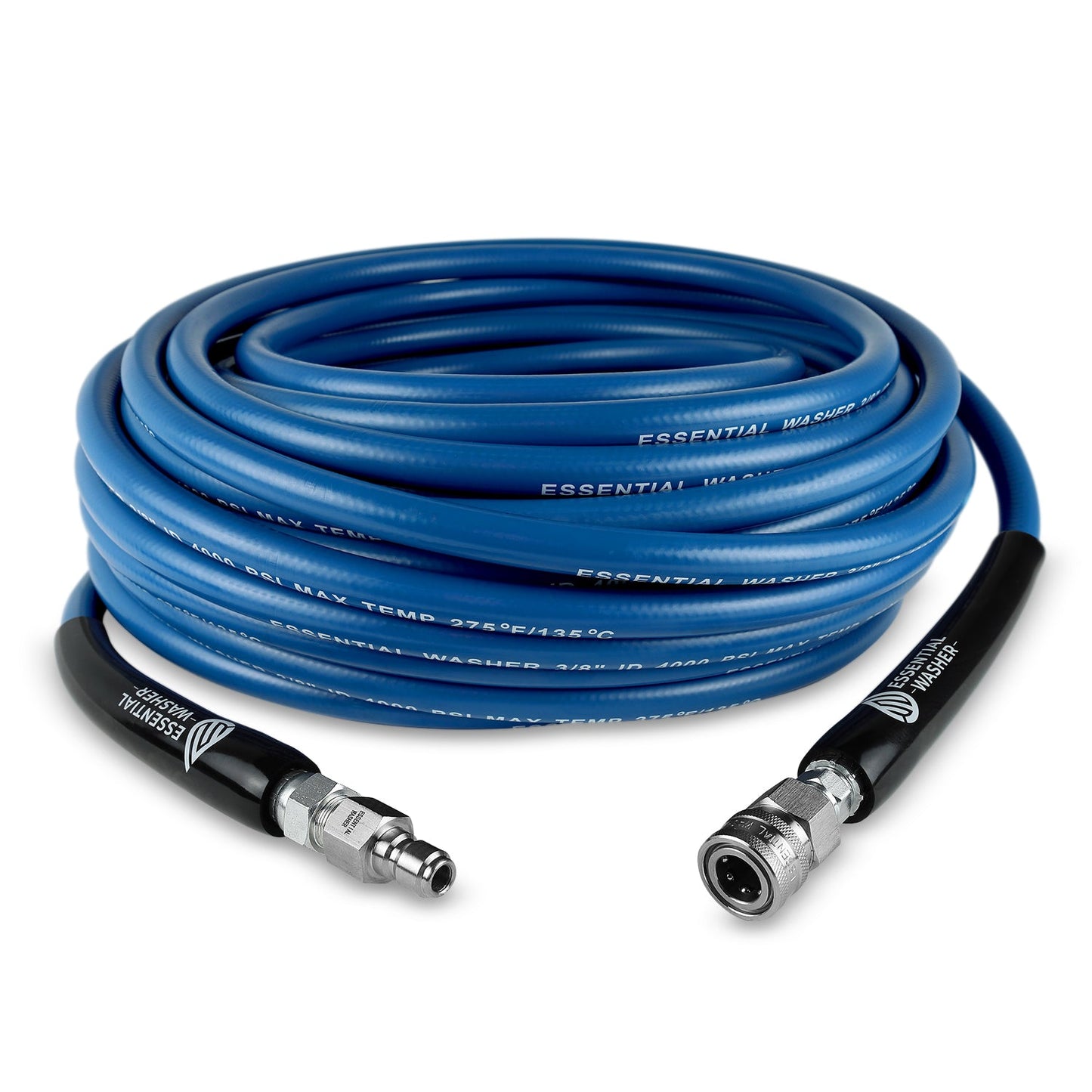 100 FT Blue Pressure Washer Hose | 3/8" Flexibility With Stainless Steel Fittings