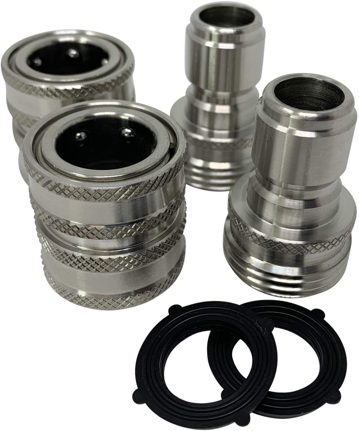 Stainless Steel 3/4 Inch Garden Hose Quick Connect Set | 2x2 Set