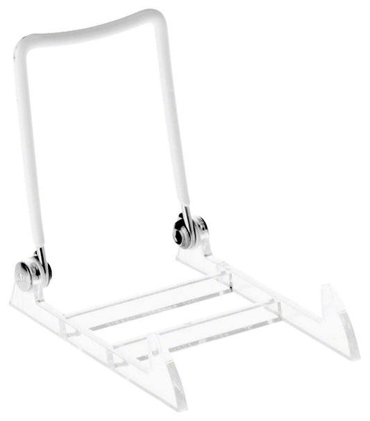 GIBSON HOLDERS 1PL Adjustable White Wire and Clear Acrylic Display Easel, 2.75" W x 3.75" D x 3.5" H, Pack of 3