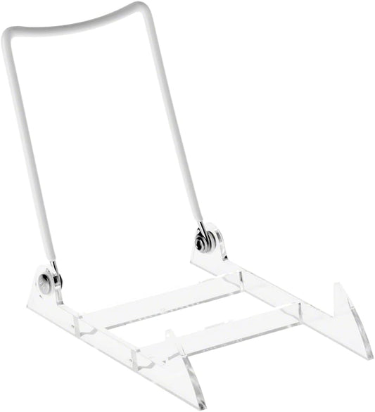 GIBSON HOLDERS 3PL Adjustable White Wire and Clear Acrylic Display Easel, 4" W x 5.5" D x 5.5" H, Pack of 6