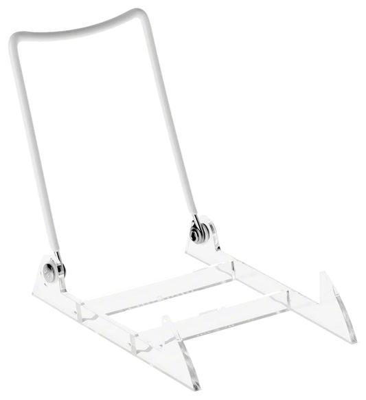 GIBSON HOLDERS 3PL Adjustable White Wire and Clear Acrylic Display Easel, 4" W x 5.5" D x 5.5" H, Pack of 6
