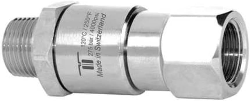 Mosmatic Live Pressure Stainless Steel Spray Gun Swivel & Mosmatic DGV Heat Shield for Hot Water Pressure Washer Protection - Protect Yourself and Your Equipment - 4000 PSI 3/8" MPT X 3/8" FPT