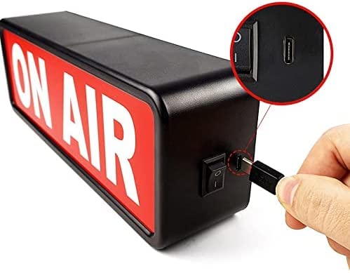 ON AIR LIGHT LED Sign by OKEDEN - Room Decor Wall Decor Light Sign Recording Sign for Vloggers, Youtube Stars, Home Studio, Desk, or Just Cool - Easy ON/OFF Switch and Operates on AA Batteries or USB Power