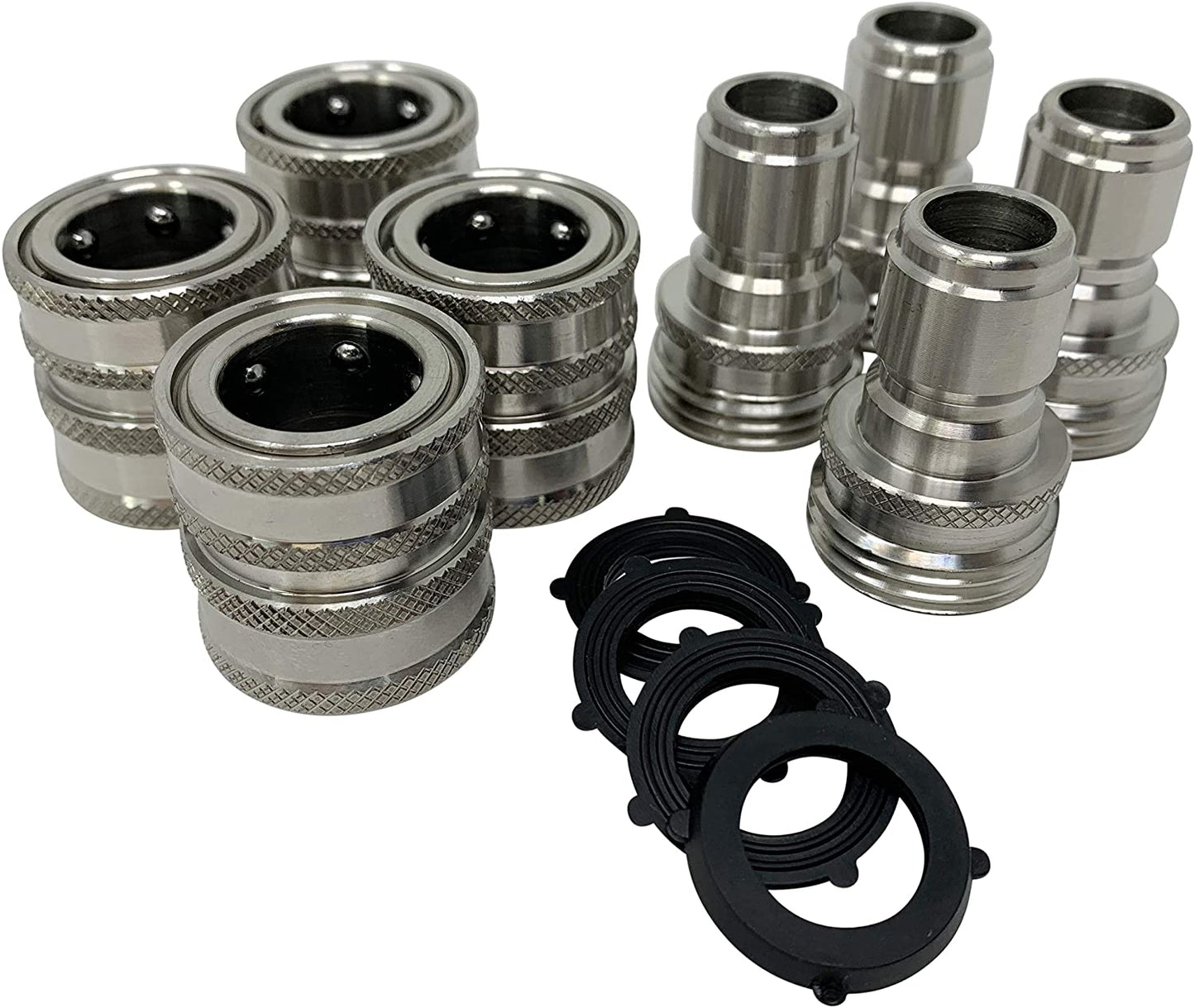 Garden Hose Quick Connect Set | Premium Stainless Steel 3/4" Quick-Connect Fittings | 4x4