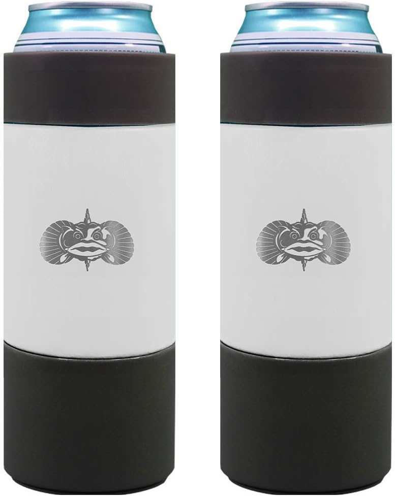 Toadfish Slim Non-Tipping Can Cooler for 12oz Cans - Suction Cup Cooler For Beer & Soda - Stainless Steel Double-Wall Vacuum Insulated Cooler - Sturdy Beverage Holder (Graphite)