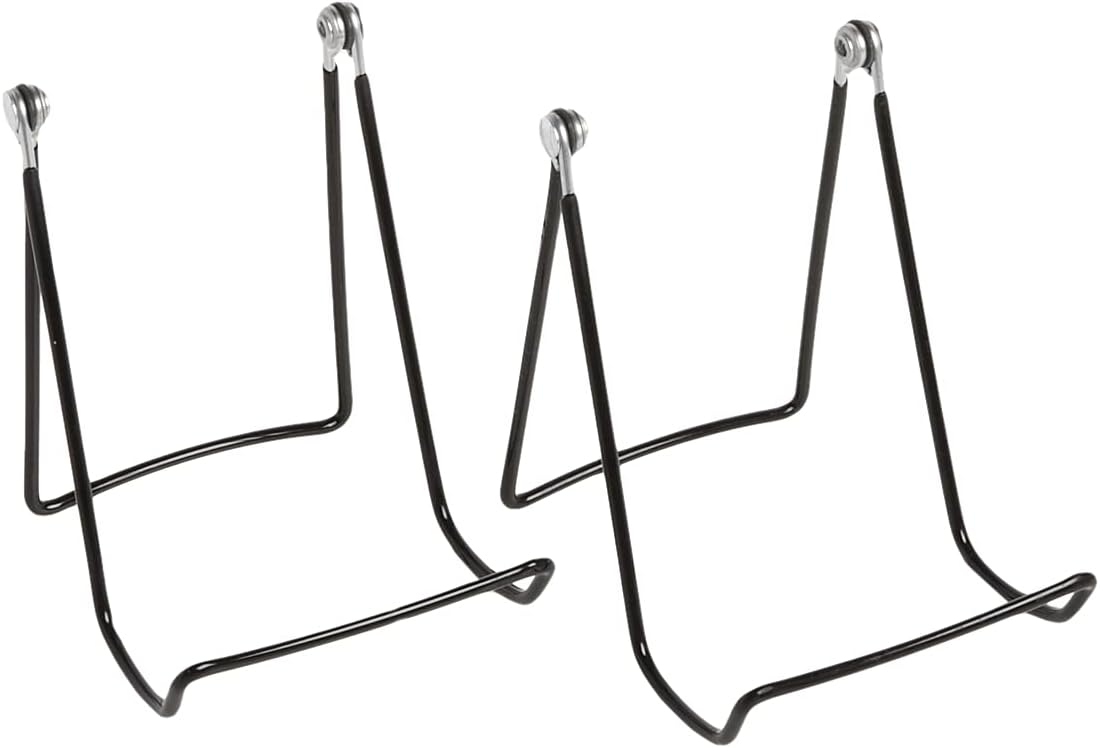 12-Pack 6A Gibson Holders for Plates, China, Platters, Kitchenware, Frames, Artwork, More - Two Wire Display Stand - Black