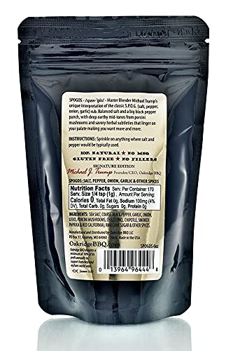 Oakridge BBQ SPOGOS Rub | Salt, Pepper, Onion & Garlic On Steroids | Great on Brisket, Steak, Burgers & Anything Else | World's Finest Barbecue Rubs | Meat Seasoning & Spice Dry Rub | 6 oz High-Barrier Zip Top Bag