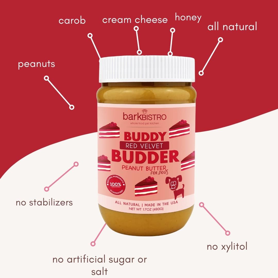 Buddy BUDDER Bark Bistro Company, Ruff Ruff Raw + Pumpkin Pup, Dog Peanut Butter, Healthy Dog Treat, Dog Enrichment, 100% Natural Dog Peanut Butter - Made in USA (Set of 2/ 17oz Jars)