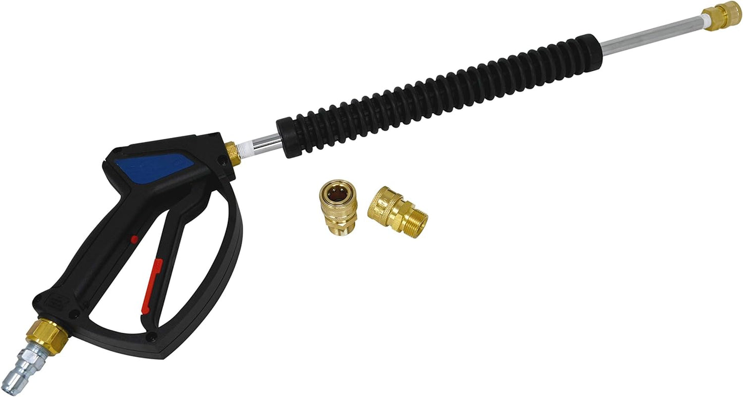 MTM Hydro Pressure Washer Spray Gun Kit Compatible with Most Power Washers and Foam Cannons - Upgraded SG28 Spray Gun, 18" Extension Wand, and Hardware Adaptors Best for Electric Pressure Washers