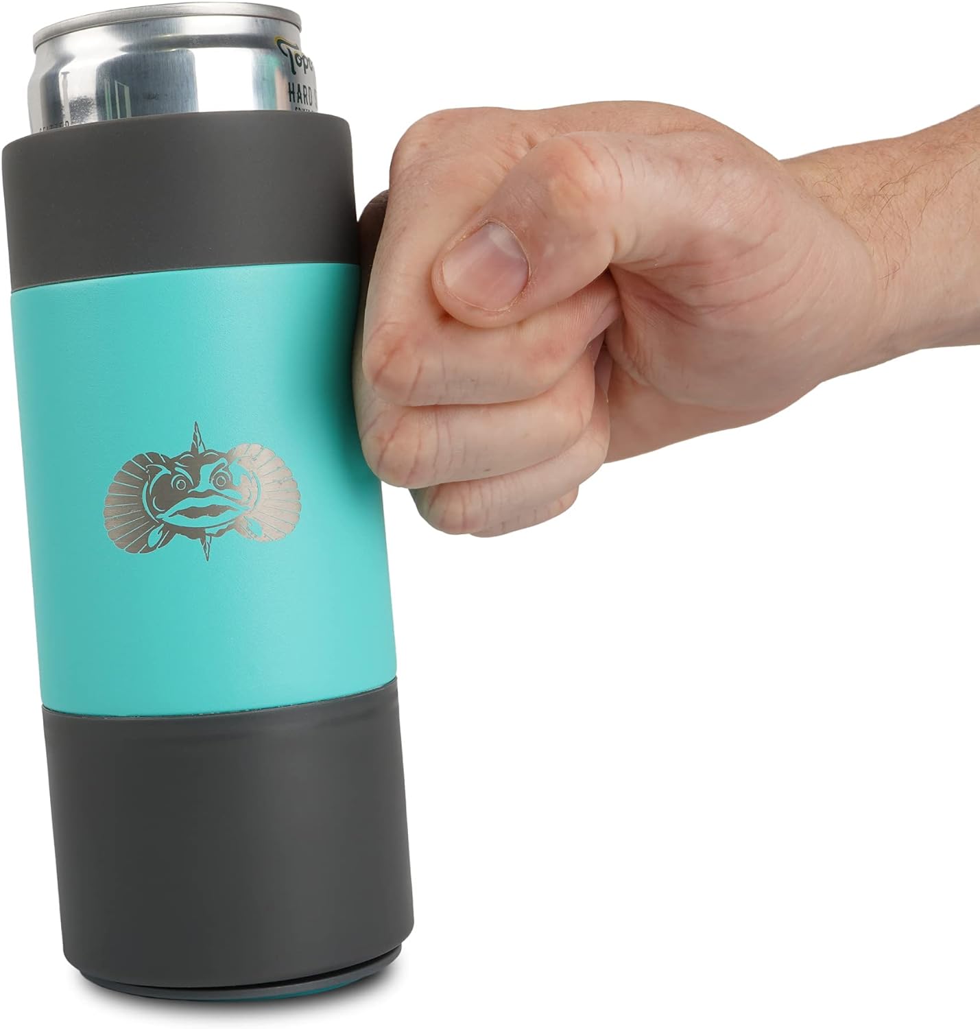 Toadfish Slim Non-Tipping Can Cooler for 12oz Cans - Suction Cup Cooler For Beer & Soda - Stainless Steel Double-Wall Vacuum Insulated Cooler - Sturdy Beverage Holder (Graphite)