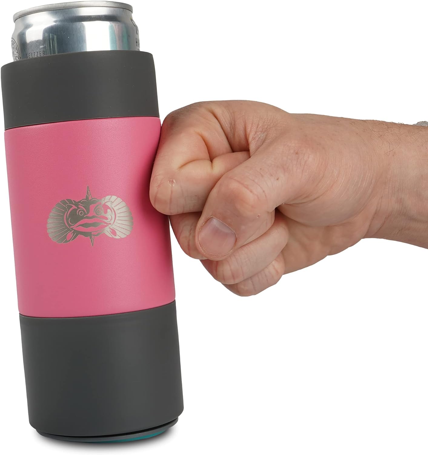 Toadfish Slim Non-Tipping Can Cooler for 12oz Cans - Suction Cup Cooler For Beer & Soda - Stainless Steel Double-Wall Vacuum Insulated Cooler - Sturdy Beverage Holder (Graphite)