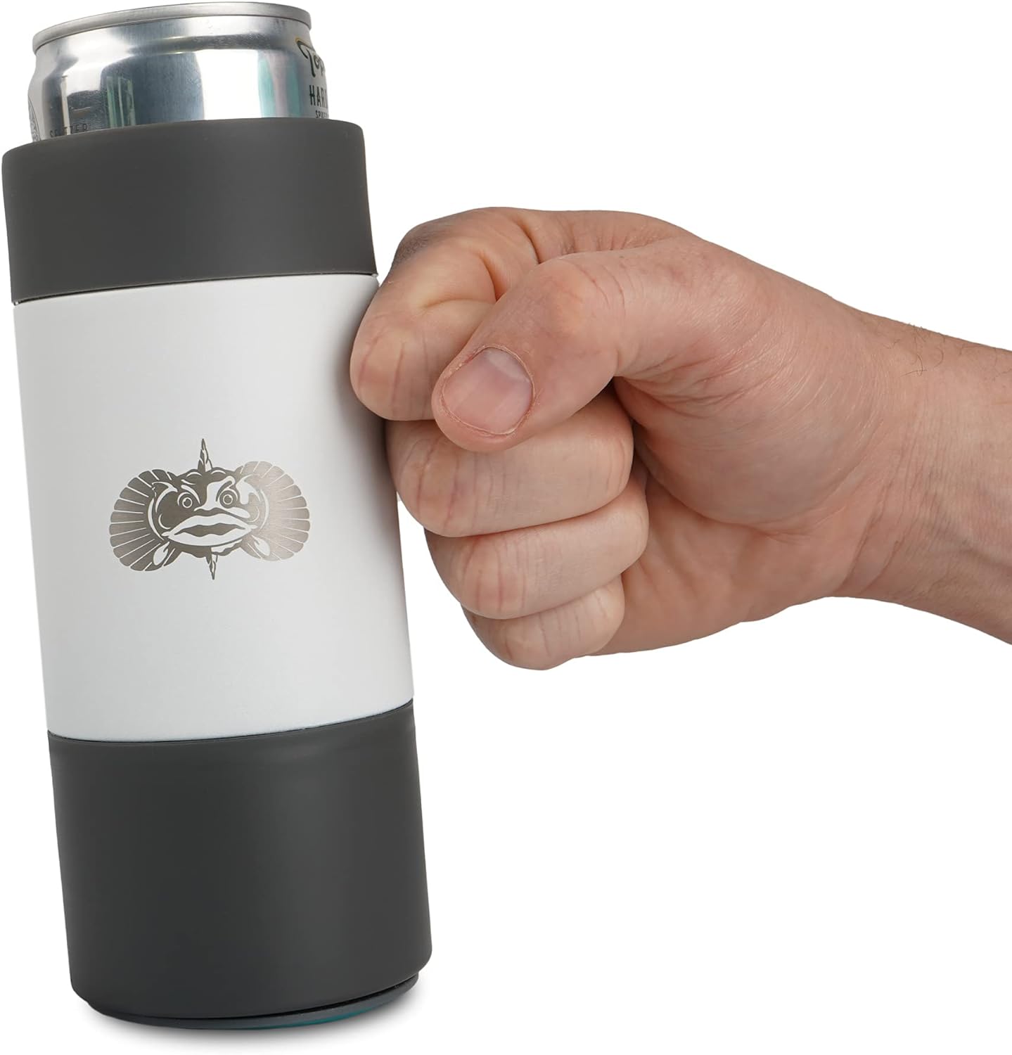 Toadfish Slim Non-Tipping Can Cooler for 12oz Cans - Suction Cup Cooler For Beer & Soda - Stainless Steel Double-Wall Vacuum Insulated Cooler - Sturdy Beverage Holder (Graphite)