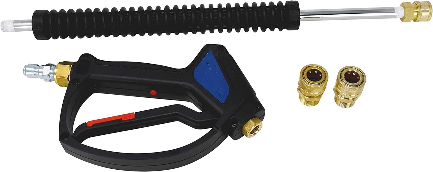 MTM Hydro Pressure Washer Spray Gun Kit Compatible with Most Power Washers and Foam Cannons - Upgraded SG28 Spray Gun, 18" Extension Wand, and Hardware Adaptors Best for Electric Pressure Washers