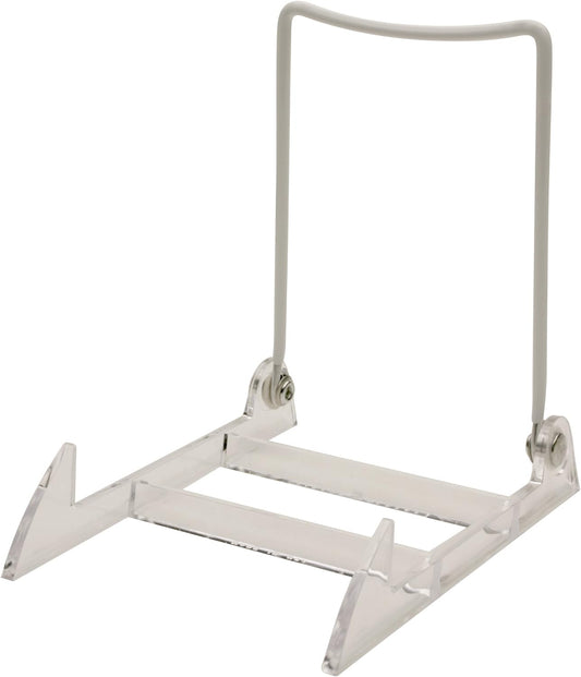 Gibson 3 Holders 3PL Adjustable Wire & Acrylic Easels- 4" W x 5.5" H with 4.5" Ledge, White/Clear