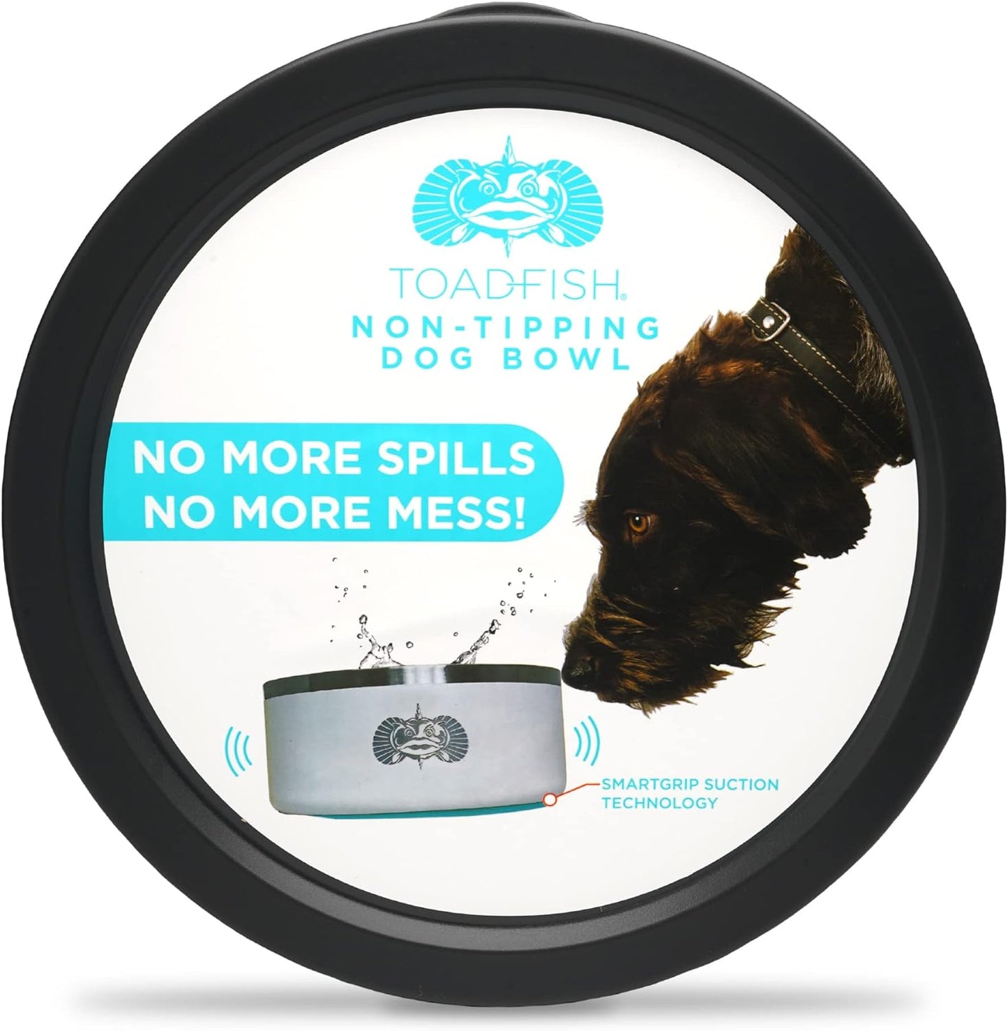 Toadfish Non-Tipping Dog Bowl - Double-Walled Stainless Steel Insulated - Smart-Grip Technology - Includes Cover - Pet Food & Water Dish - Teal