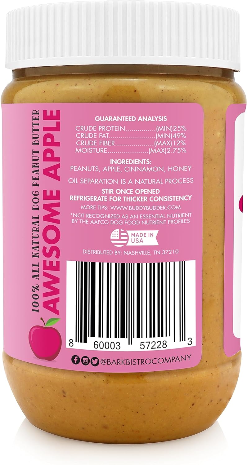 Buddy BUDDER Bark Bistro Company, Ruff Ruff Raw + Pumpkin Pup, Dog Peanut Butter, Healthy Dog Treat, Dog Enrichment, 100% Natural Dog Peanut Butter - Made in USA (Set of 2/ 17oz Jars)