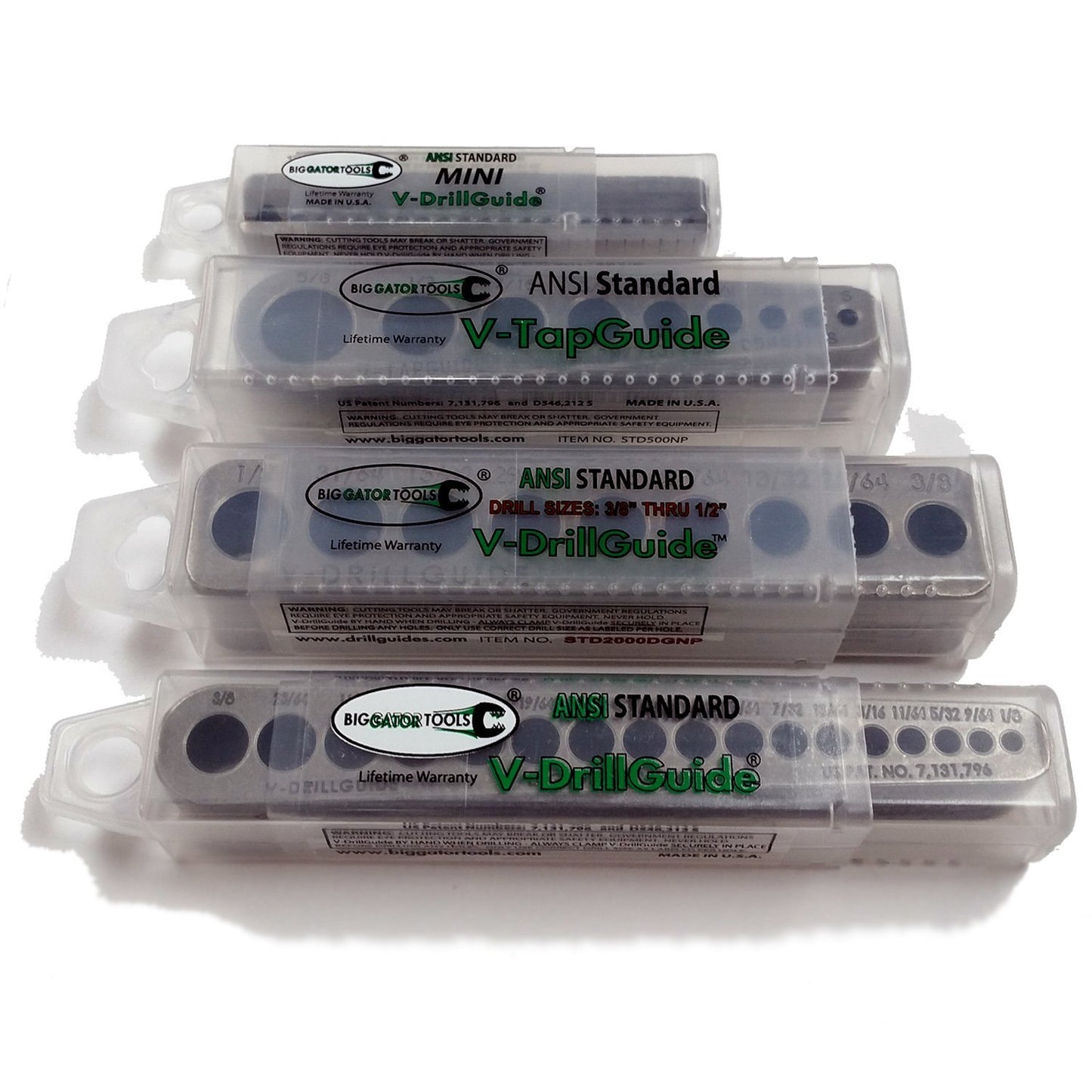 Big Gator Tools BGT V-4 Pack V-Drill Guide SAE + Number Hole Sizes 4pc Kit