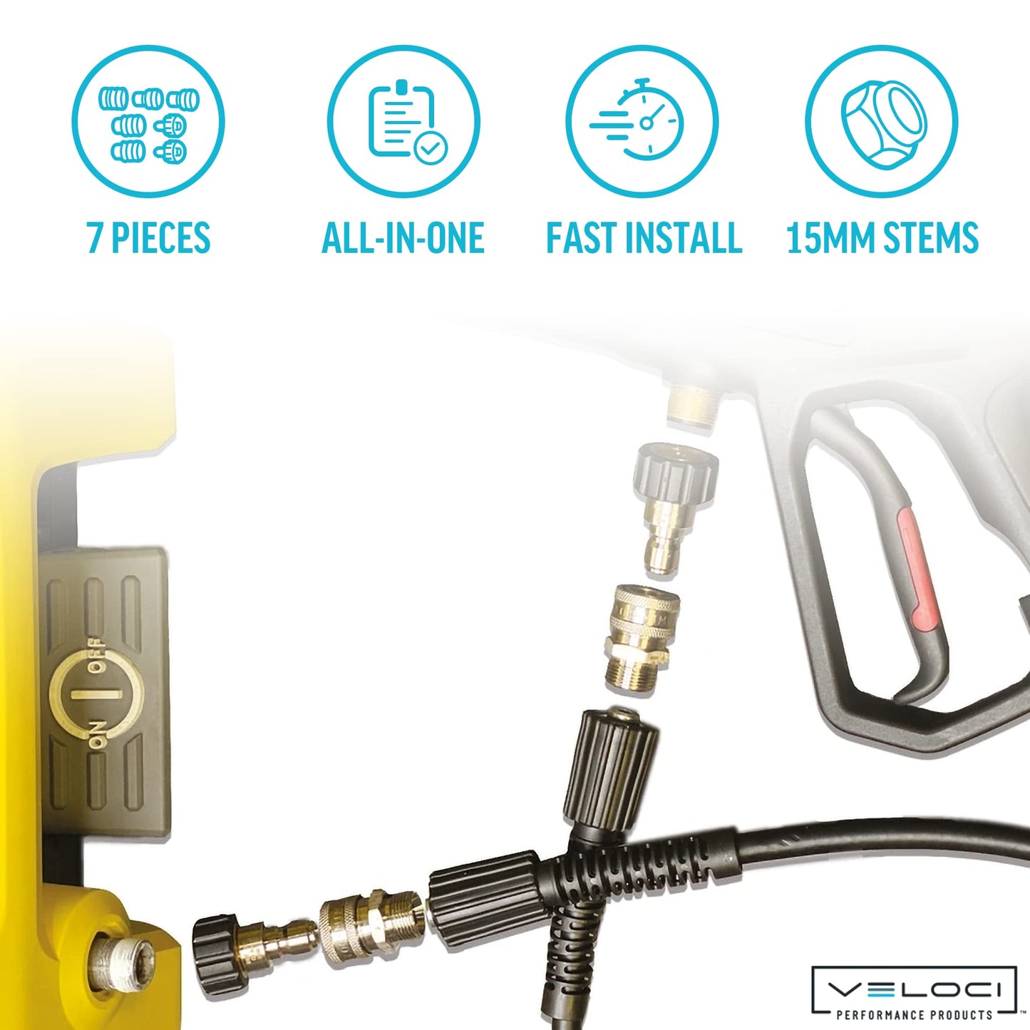 MTM Hydro Hose Adapter 7 Piece Pressure Washer Quick Connect Fittings Kit, Brass High Pressure Couplings and Connectors Adapters for Foam Cannons, Pressure Washers, and Hoses