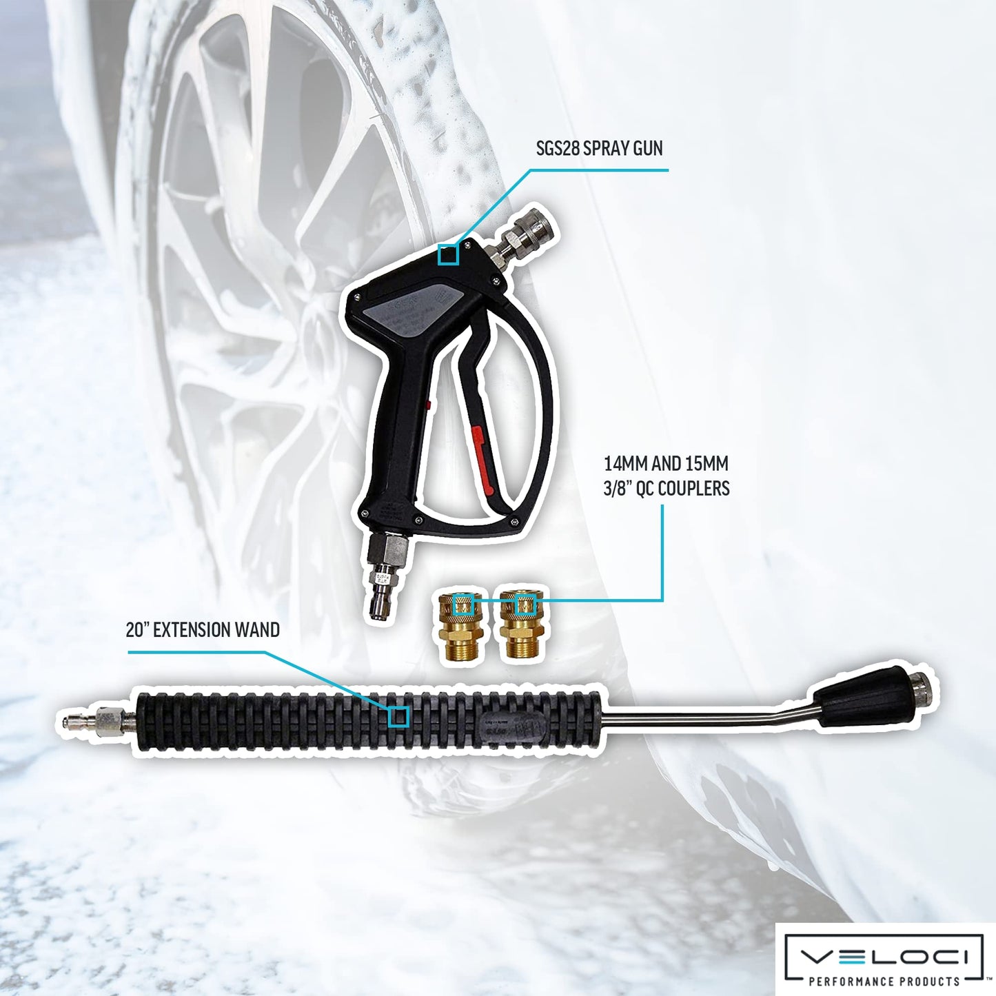 MTM Hydro Pressure Washer 20? Extension Wand and SGS28 Spray Gun Kit High Pressure Sprayer with Live Swivel 4000 PSI for Car Wash and Auto Detailing