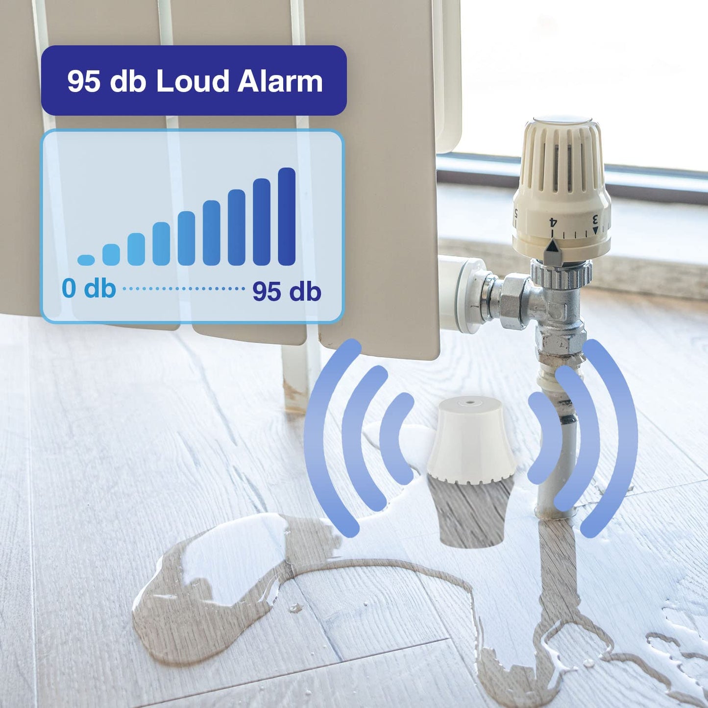 Flood Buzz Water Leak Alarm - 6 Pack; Reusable with Factory Installed Battery
