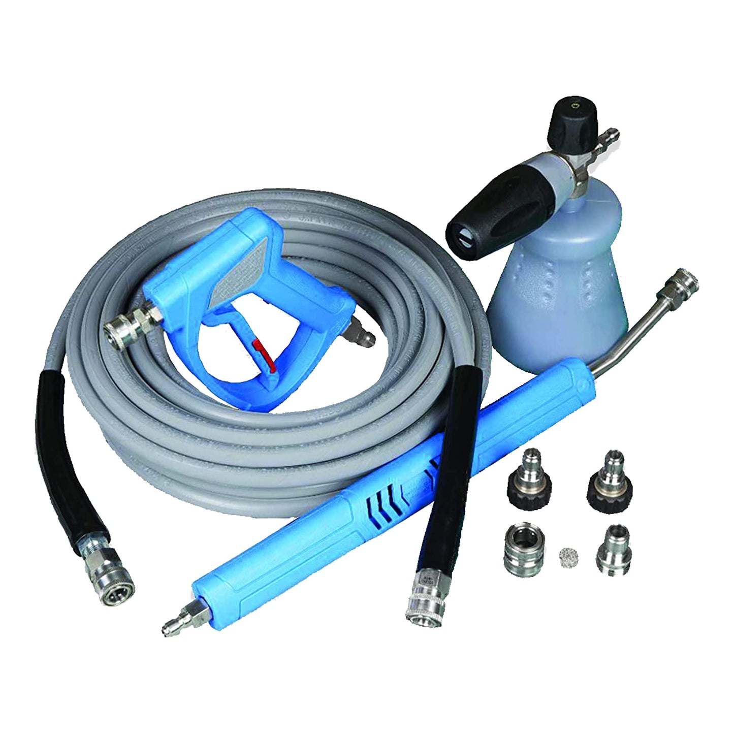 MTM Hydro Acqua Shine Car Detailing Kit PF22.2 Foam Cannon, Swivel Pressure Washer Car Wash Sprayer Gun, Foam Lance, 50? Non-Marking Gray Pressure Washer Hose, and Stainless Steel Fittings