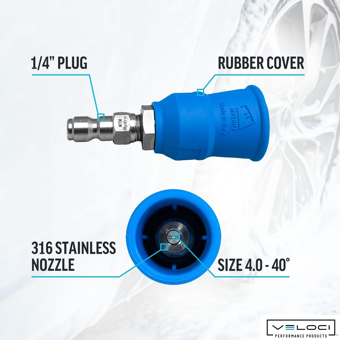 MTM Hydro Acqualine Pressure Washer Nozzle Guard Holder Tips Protector with 1/4? Quick Coupler Plug, 40 Degrees 4.0