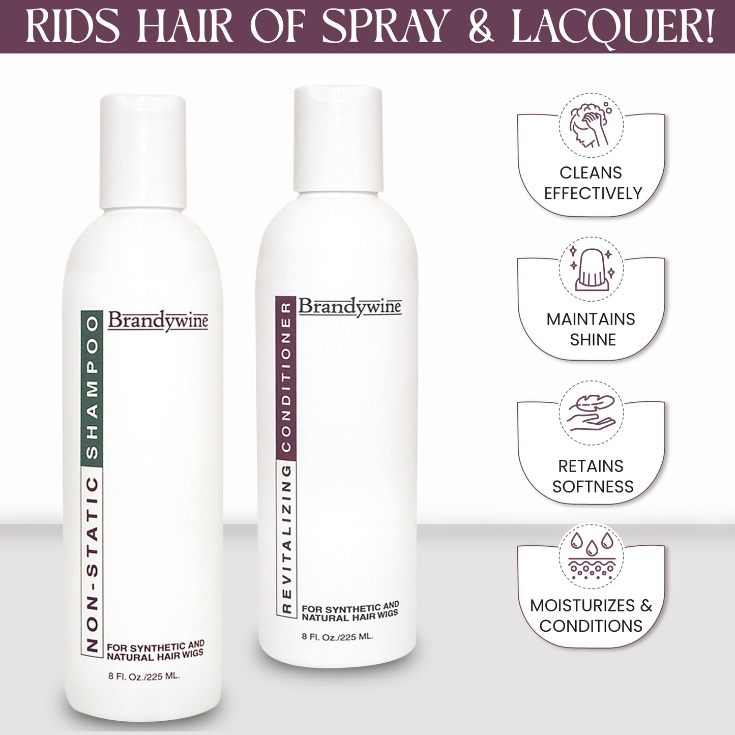 Brandywine Non Static Shampoo & Revitalizing Conditioner 8 Ounce., Value Pack Bundle 2 items
