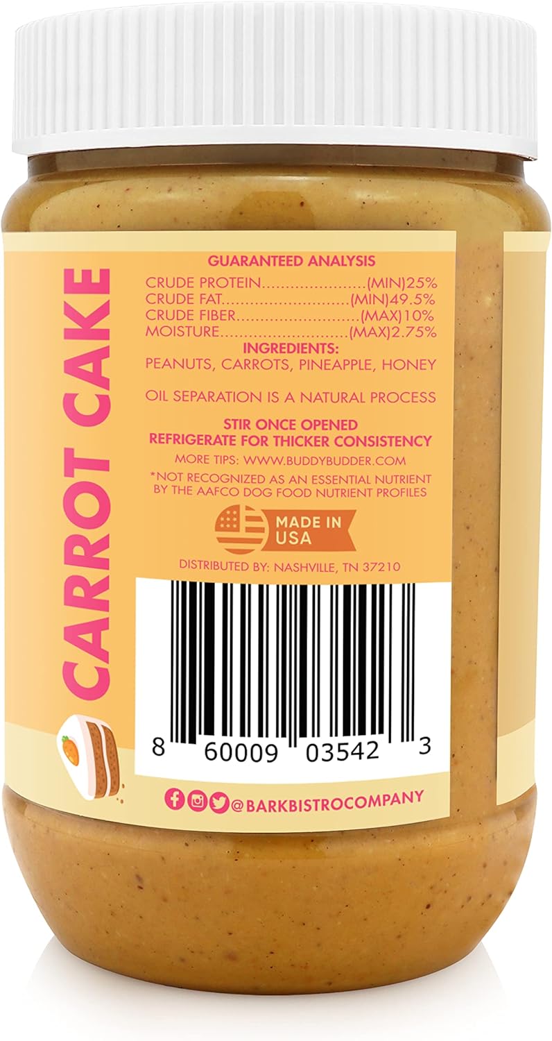Buddy BUDDER Bark Bistro Company, Ruff Ruff Raw + Pumpkin Pup, Dog Peanut Butter, Healthy Dog Treat, Dog Enrichment, 100% Natural Dog Peanut Butter - Made in USA (Set of 2/ 17oz Jars)