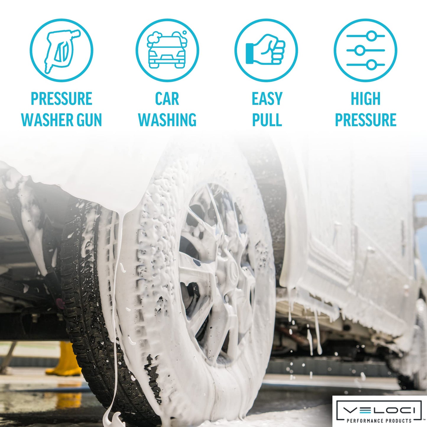 MTM Hydro Acqua Shine Car Detailing Kit PF22.2 Foam Cannon, Swivel Pressure Washer Car Wash Sprayer Gun, Foam Lance, 50? Non-Marking Gray Pressure Washer Hose, and Stainless Steel Fittings