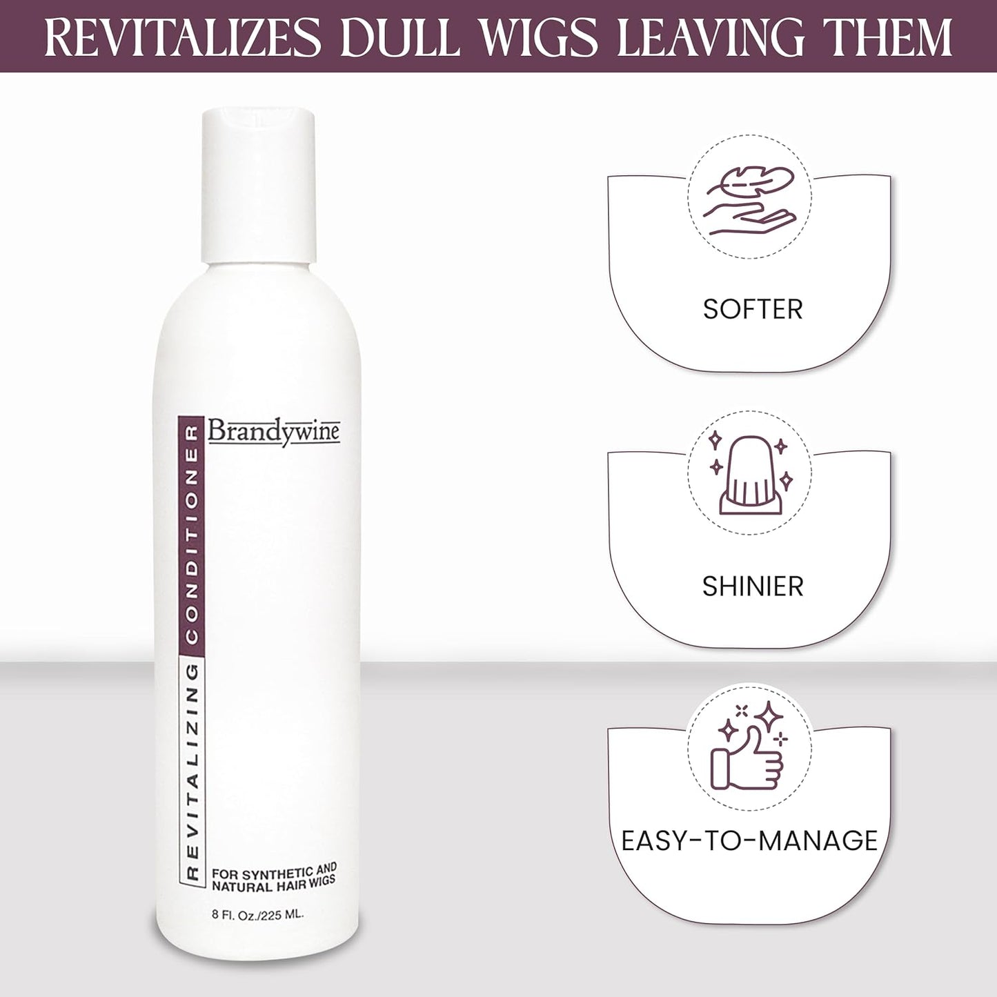 Brandywine Revitalizing Conditioner for Synthetic and Natural Hair Wigs, 8 Ounce