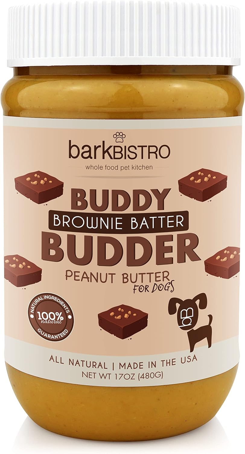 Buddy BUDDER Bark Bistro Company, Ruff Ruff Raw + Pumpkin Pup, Dog Peanut Butter, Healthy Dog Treat, Dog Enrichment, 100% Natural Dog Peanut Butter - Made in USA (Set of 2/ 17oz Jars)