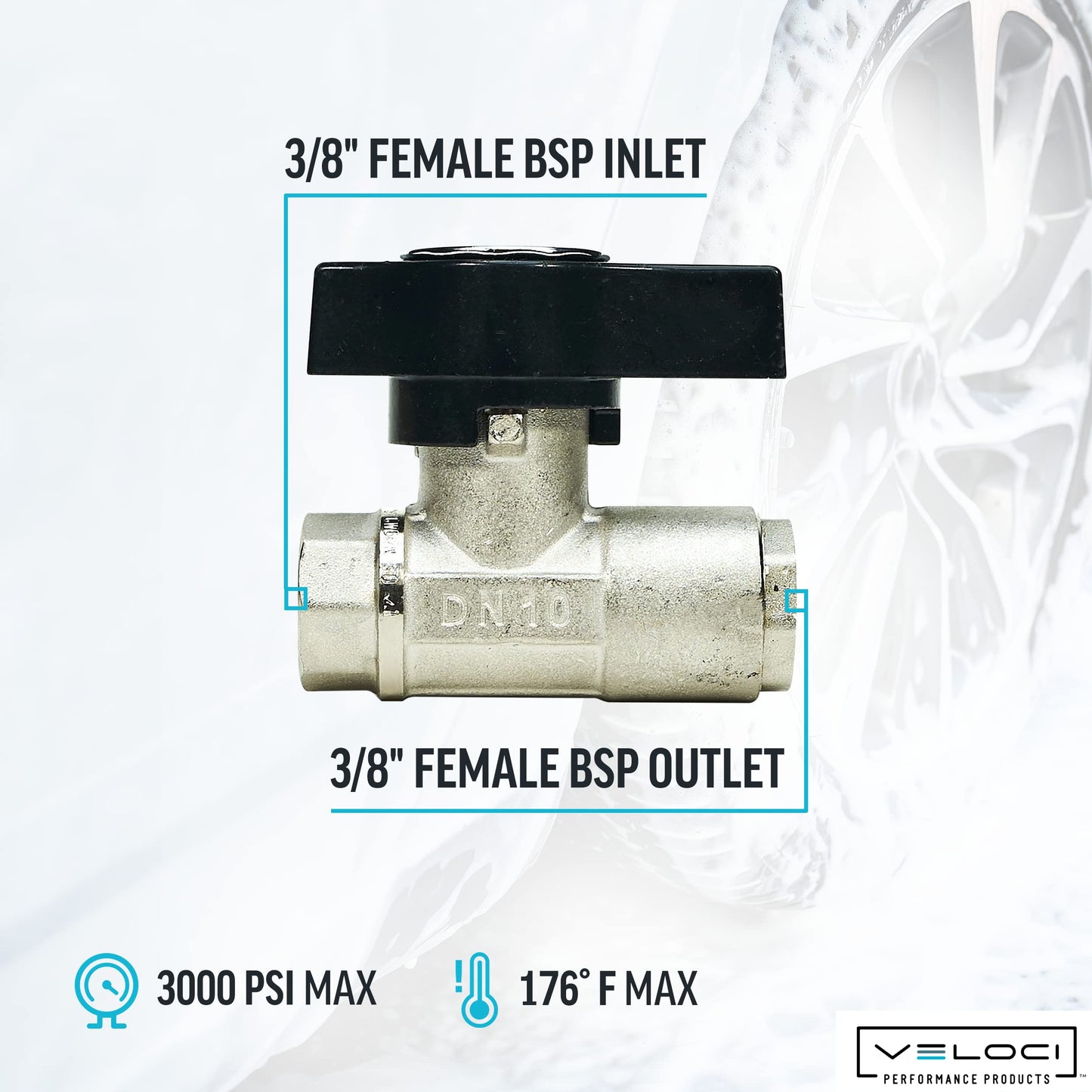 MTM Hydro Ball Valve for Pressure Washer Gun, Foam Cannons, High Pressure Power Washer Shut Off Valve Plated Brass 3/8? Female BSP 3000 PSI