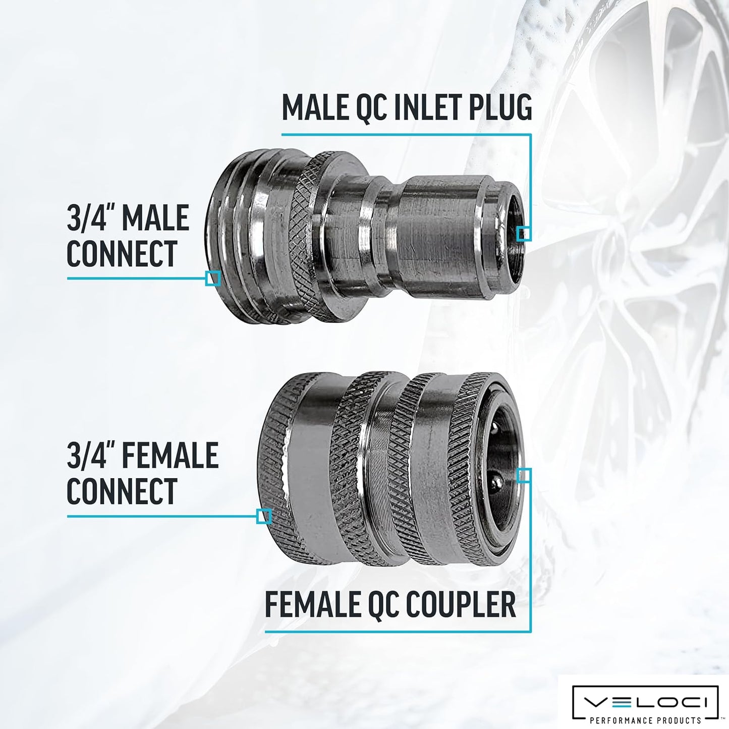 MTM Hydro Garden Hose Adapter 4 Piece 3/4” Quick Connect Fittings Kit, Stainless Steel High Pressure Couplings and Connectors for Pressure Washers and Car Detailing, 1x3