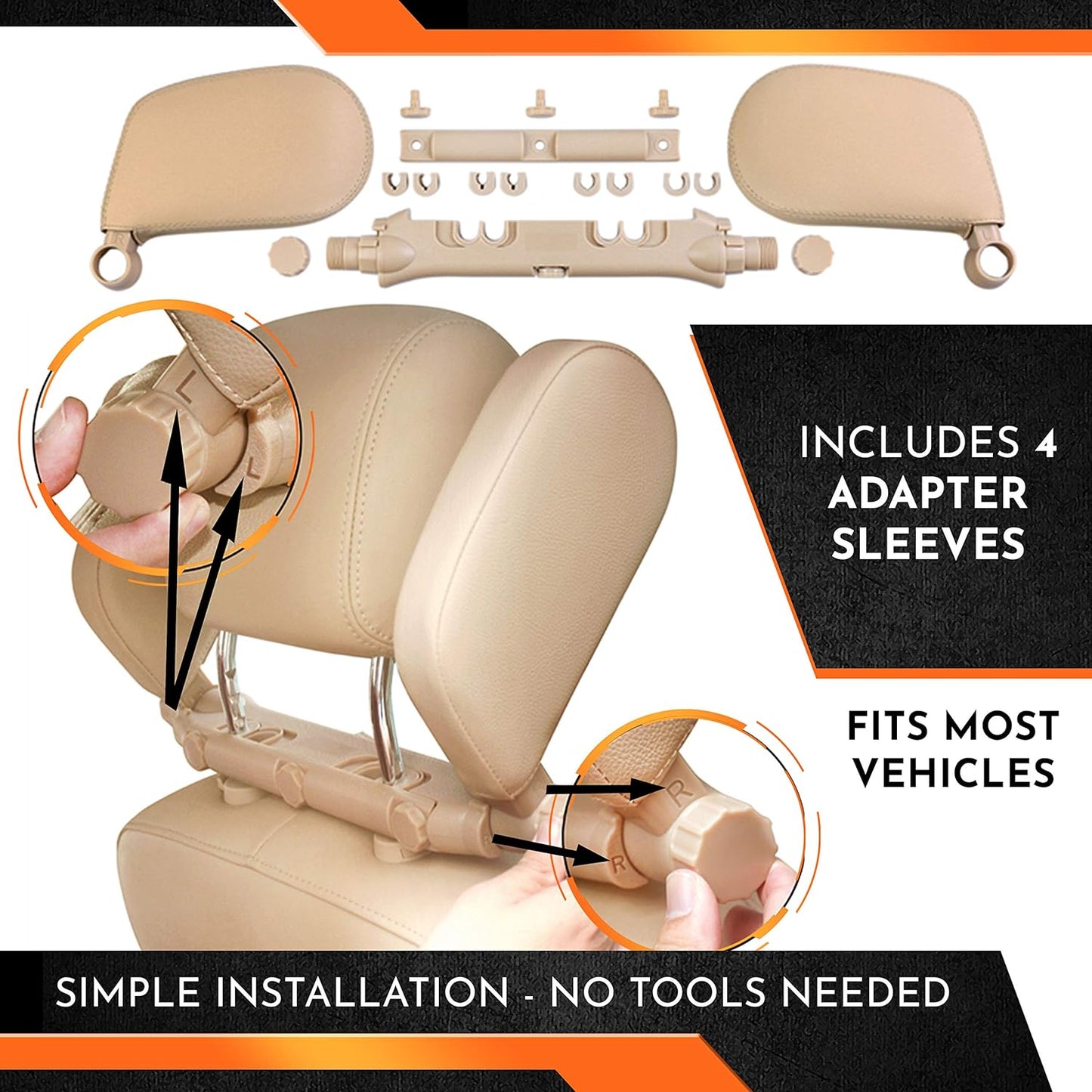 TOUCAN AUTO Headrest Pillows Universal Car Headrest Pillow/Car Neck Support. Car Seat Head Support for Toddler Carseat, Kids Car Sleeping and Car Travel Accessories for Adults or Kids