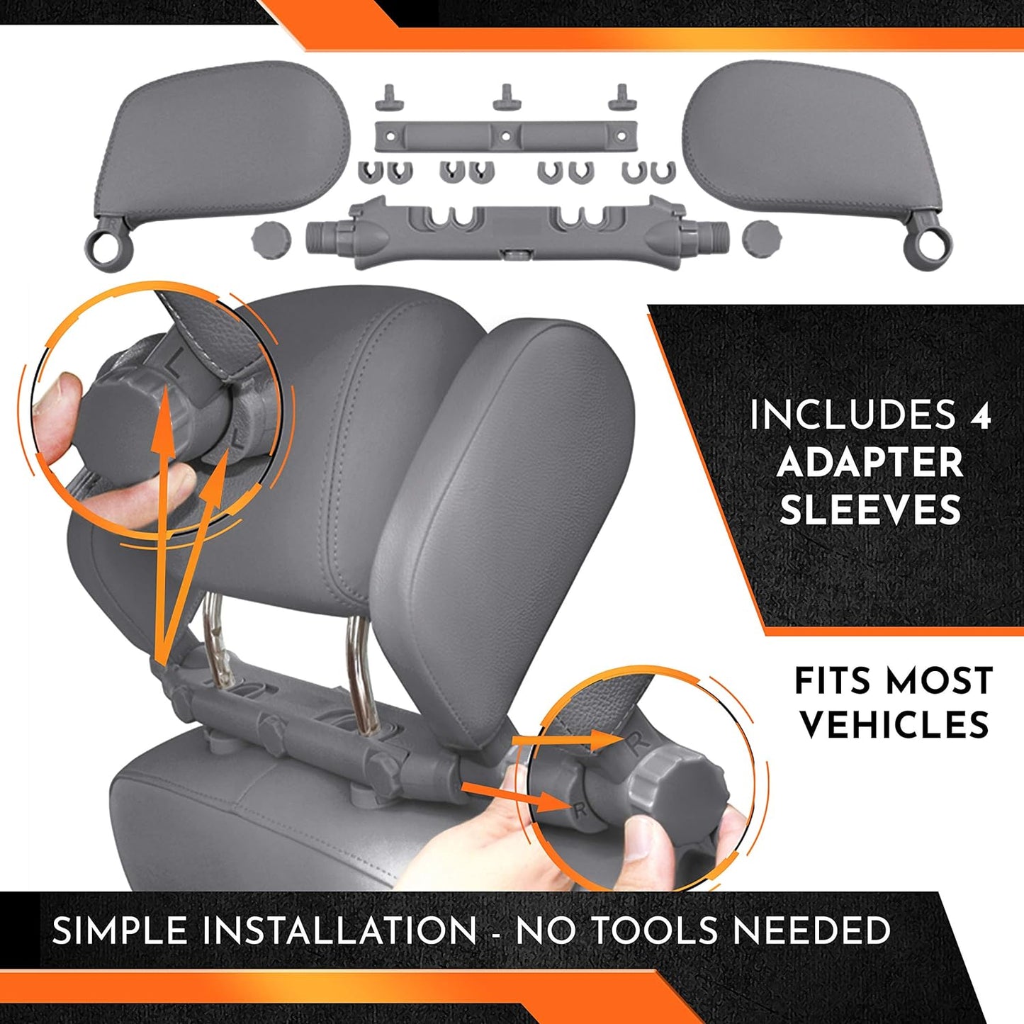 TOUCAN AUTO Headrest Pillows Universal Car Headrest Pillow/Car Neck Support. Car Seat Head Support for Toddler Carseat, Kids Car Sleeping and Car Travel Accessories for Adults or Kids