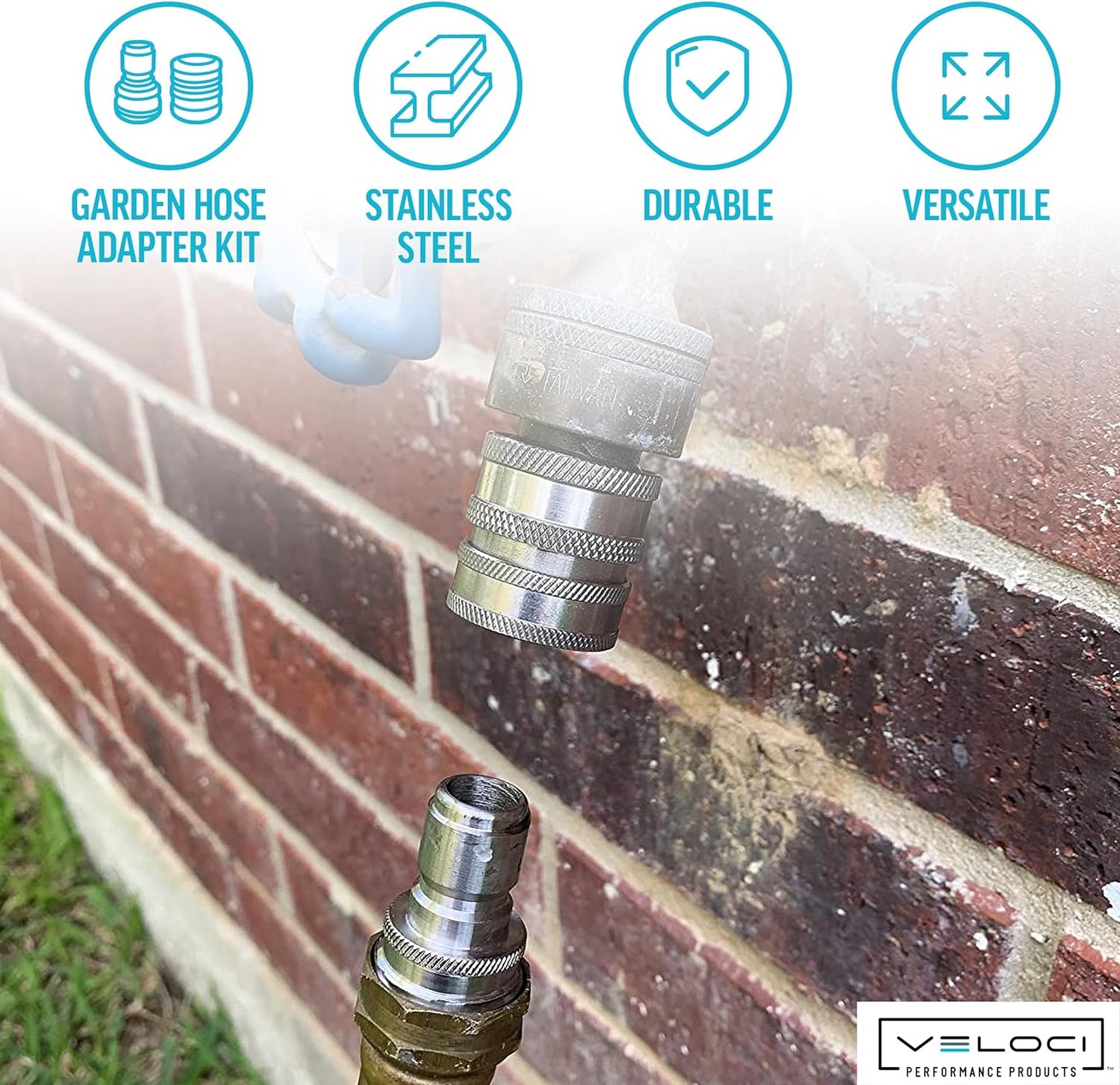 MTM Hydro Garden Hose Adapter 4 Piece 3/4” Quick Connect Fittings Kit, Stainless Steel High Pressure Couplings and Connectors for Pressure Washers and Car Detailing, 1x3