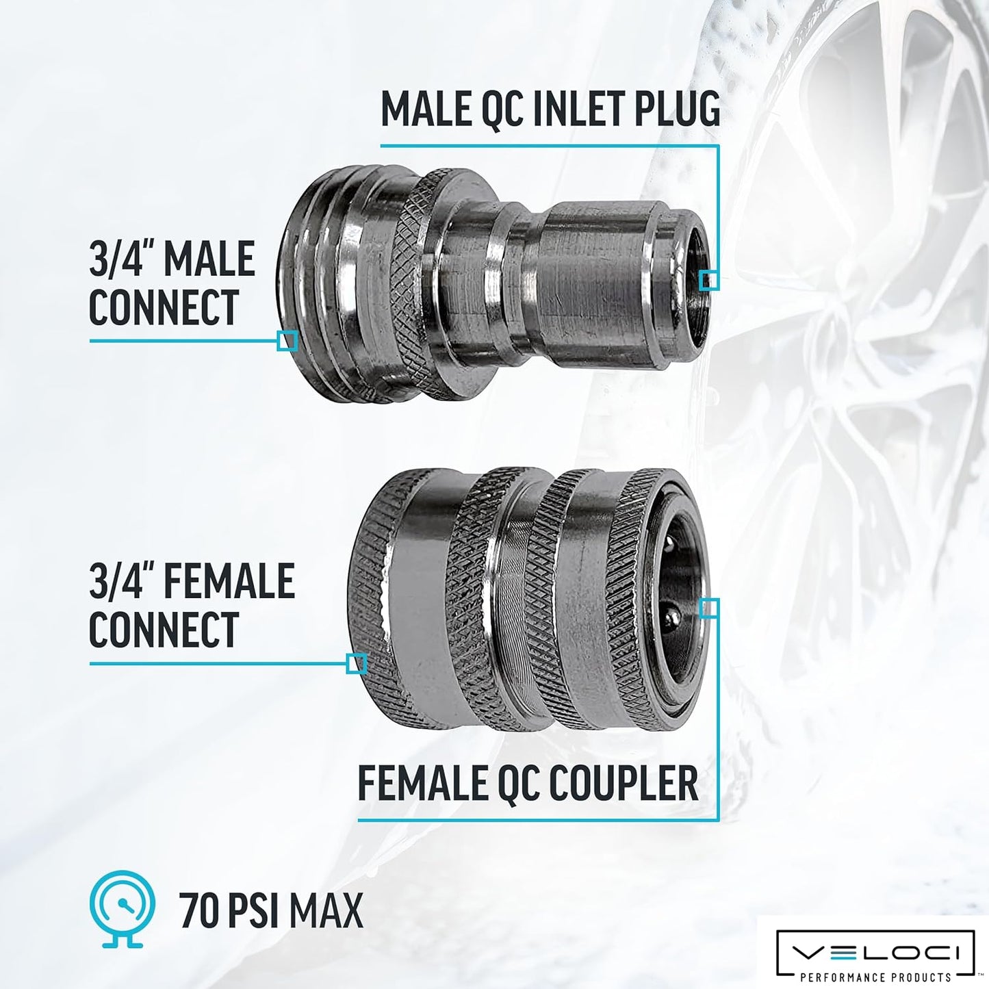 MTM Hydro Garden Hose Adapter 4 Piece 3/4” Quick Connect Fittings Kit, Stainless Steel High Pressure Couplings and Connectors for Pressure Washers and Car Detailing, 1x3
