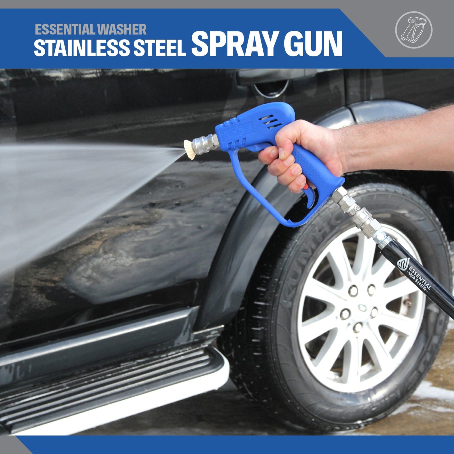 Premium 4000 PSI Pressure Washer Gun With Stainless Steel Swivel | 3/8" Male Plug and 1/4” Quick Connector Coupler