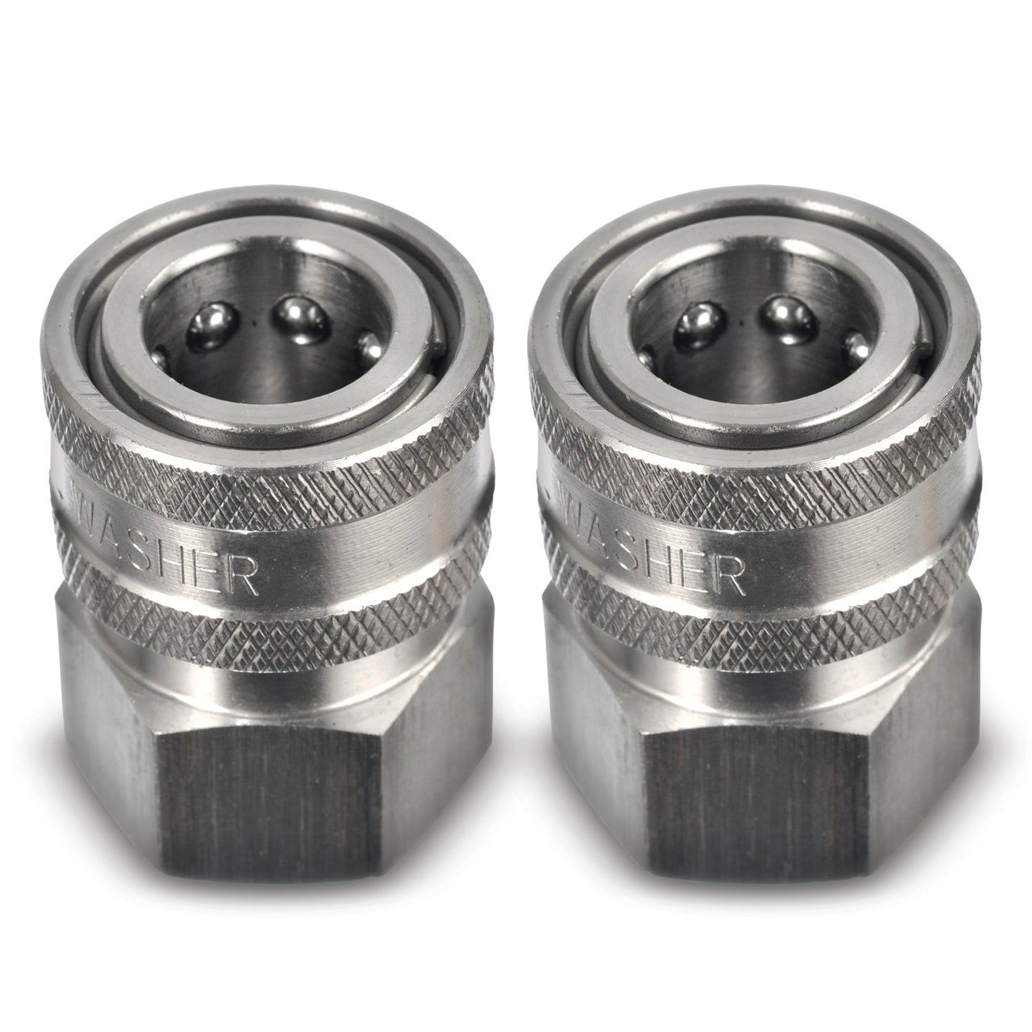 Stainless Steel Pressure Washer Quick Connect Fittings | Set of 2 | Female