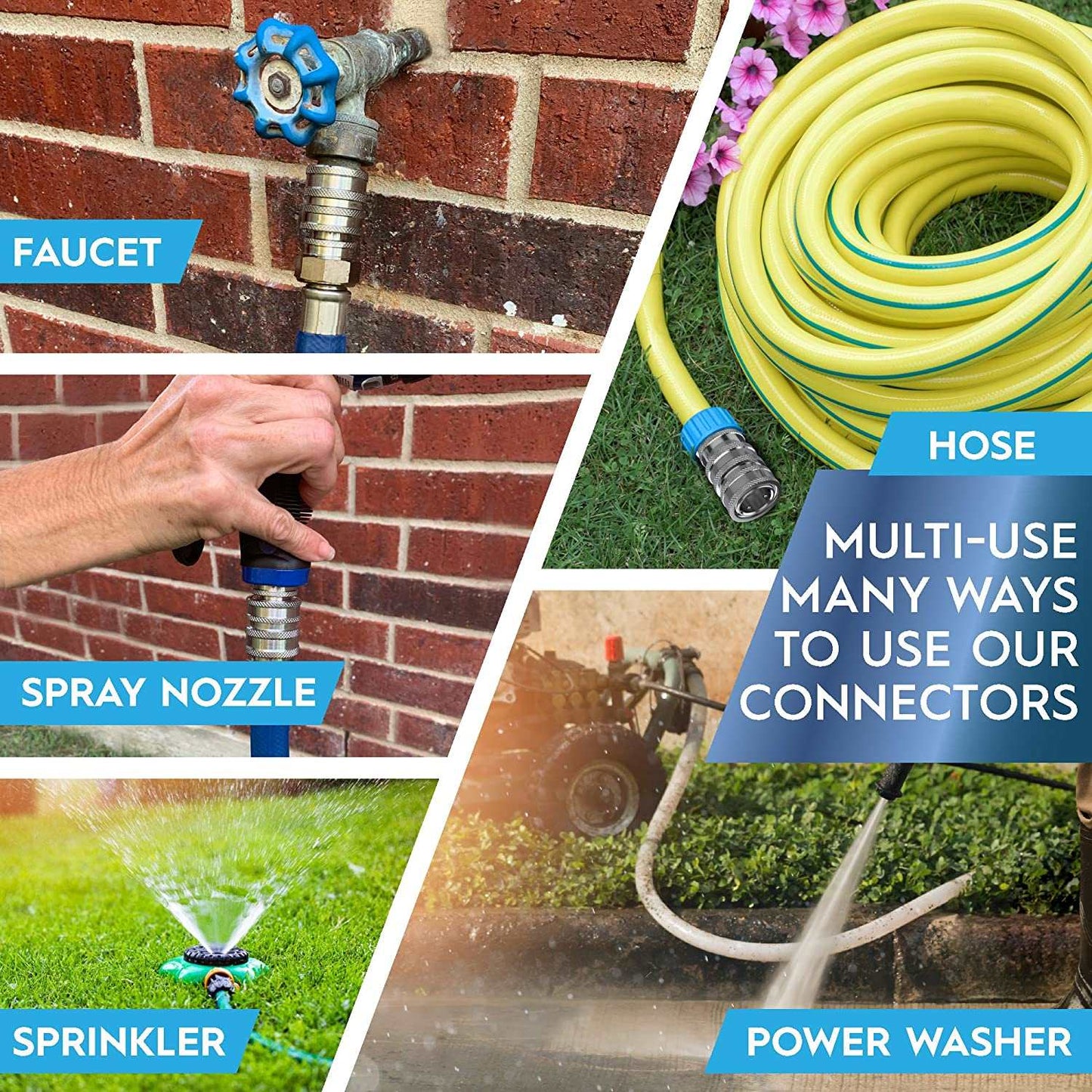 Stainless Steel 3/4 Inch Garden Hose Quick Connect Set | 2x2 Set