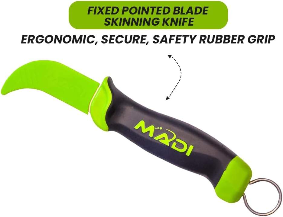 MADI FBSK-1 Fixed Blade Skinning Knife – Pointed Utility Blade for Linemen, Electrical & Utility Work