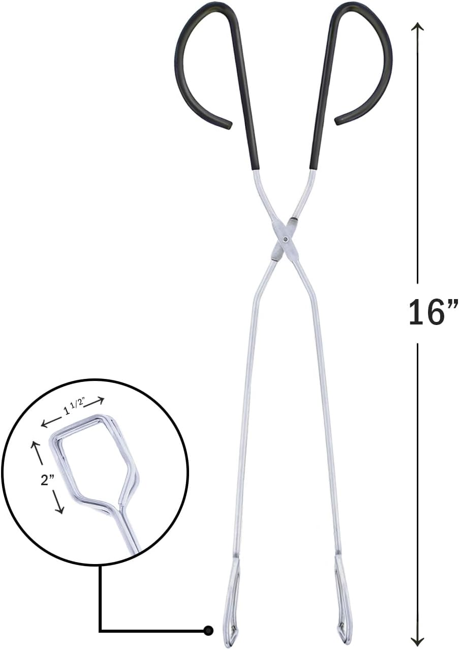 Long Tongs For Grilling | Stainless Steel Scissor Tongs 16" With Comfortable Handle And Rust Resistant