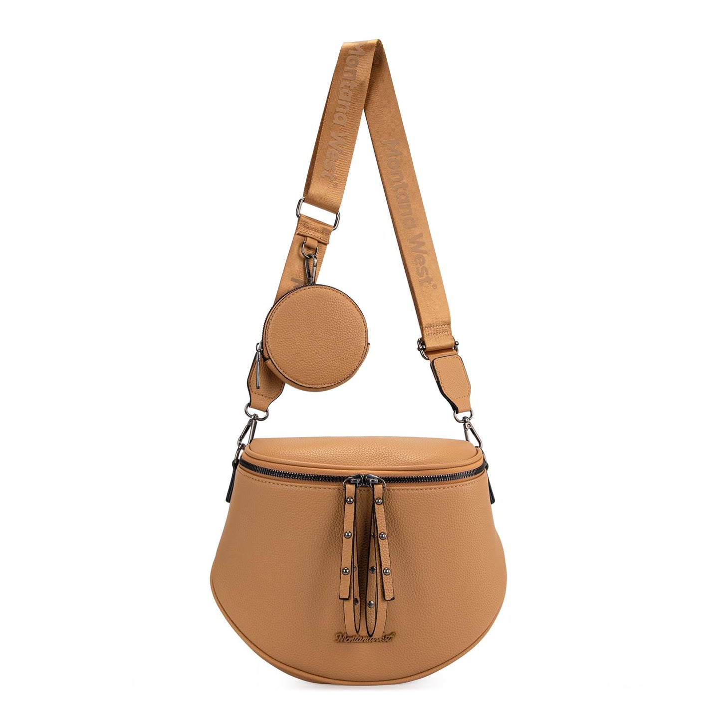 Montana West Crossbody Bag for Women, Large Bum Bag Purse Soft Vegan Leather Travel Fanny Pack with Coin Purse