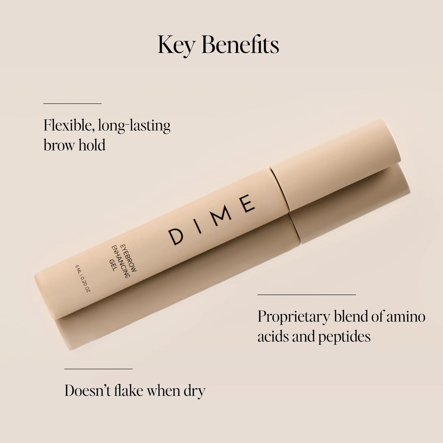 DIME Beauty Eyebrow Enhancing Gel - Clear Brow Gel with Peptides, Amino Acids & Caffeine, Eyebrow Growth Serum and Styling for Fuller, Thicker, Stronger-Looking Brows, Vegan, 0.20 oz / 6 ml