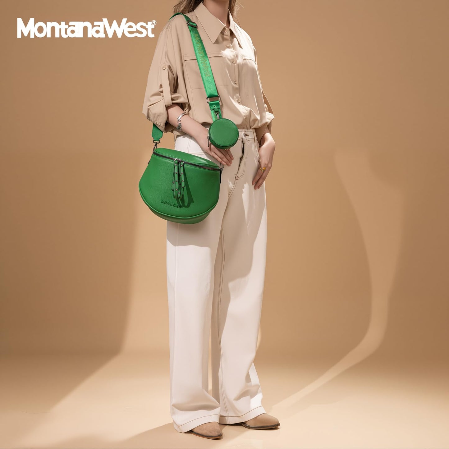 Montana West Crossbody Bag for Women, Large Bum Bag Purse Soft Vegan Leather Travel Fanny Pack with Coin Purse