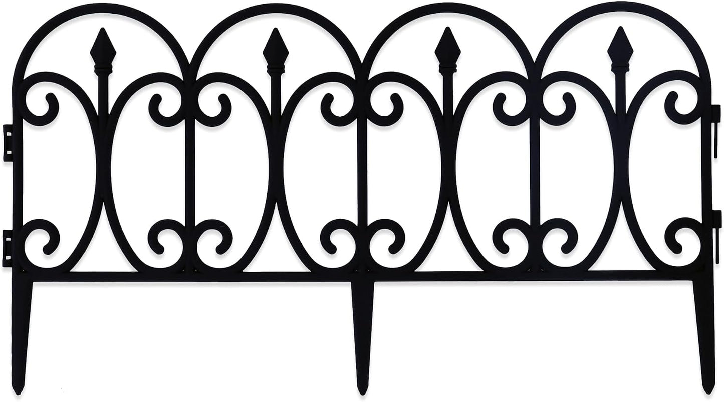 Garden Fencing 10 Pack | 27" x 14.5" Each | Decorative Garden Fence Features Matching Interlocking Pieces