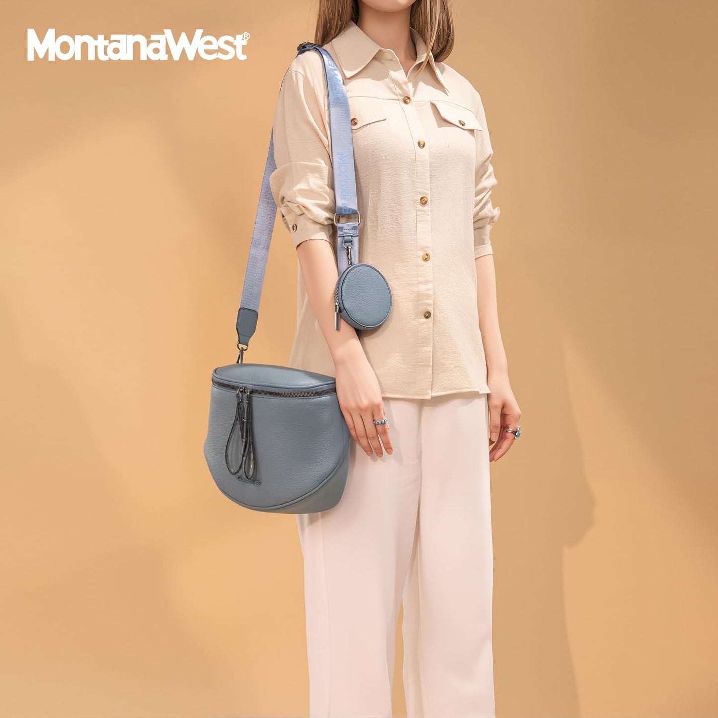 Montana West Crossbody Bag for Women, Large Bum Bag Purse Soft Vegan Leather Travel Fanny Pack with Coin Purse