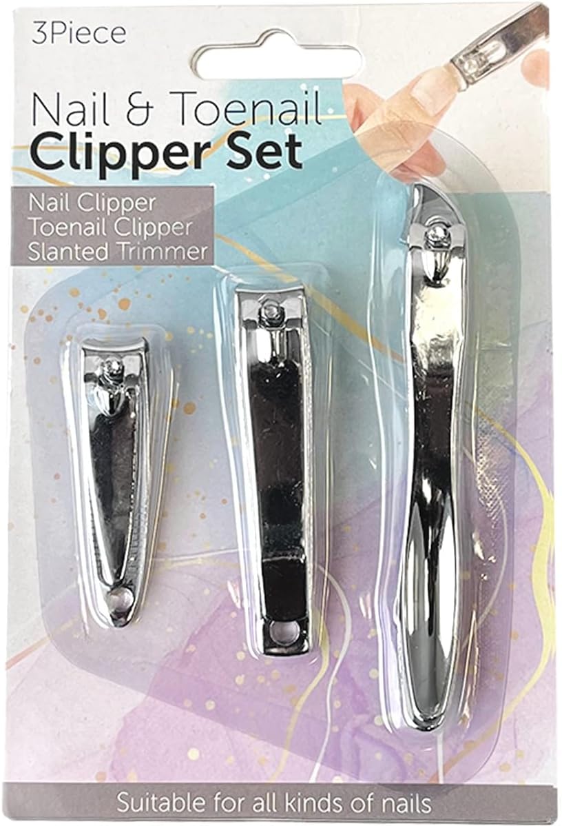 3 Piece Fingernail Clipper Set | Precision Crafted Nail Cutter Tool Set Includes Nail Clipper, Toenail Clipper, Slant Tip Nail Trimmer