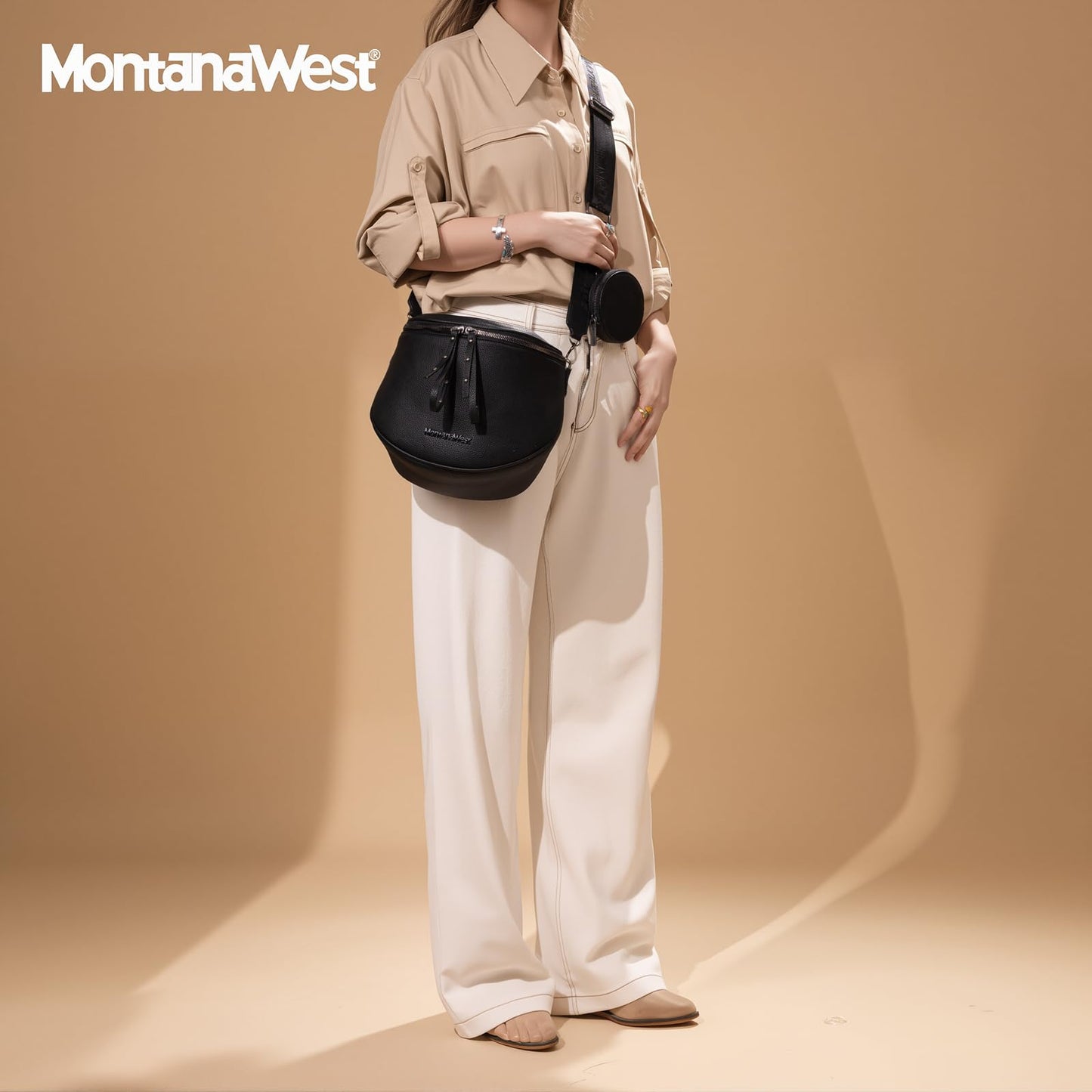 Montana West Crossbody Bag for Women, Large Bum Bag Purse Soft Vegan Leather Travel Fanny Pack with Coin Purse