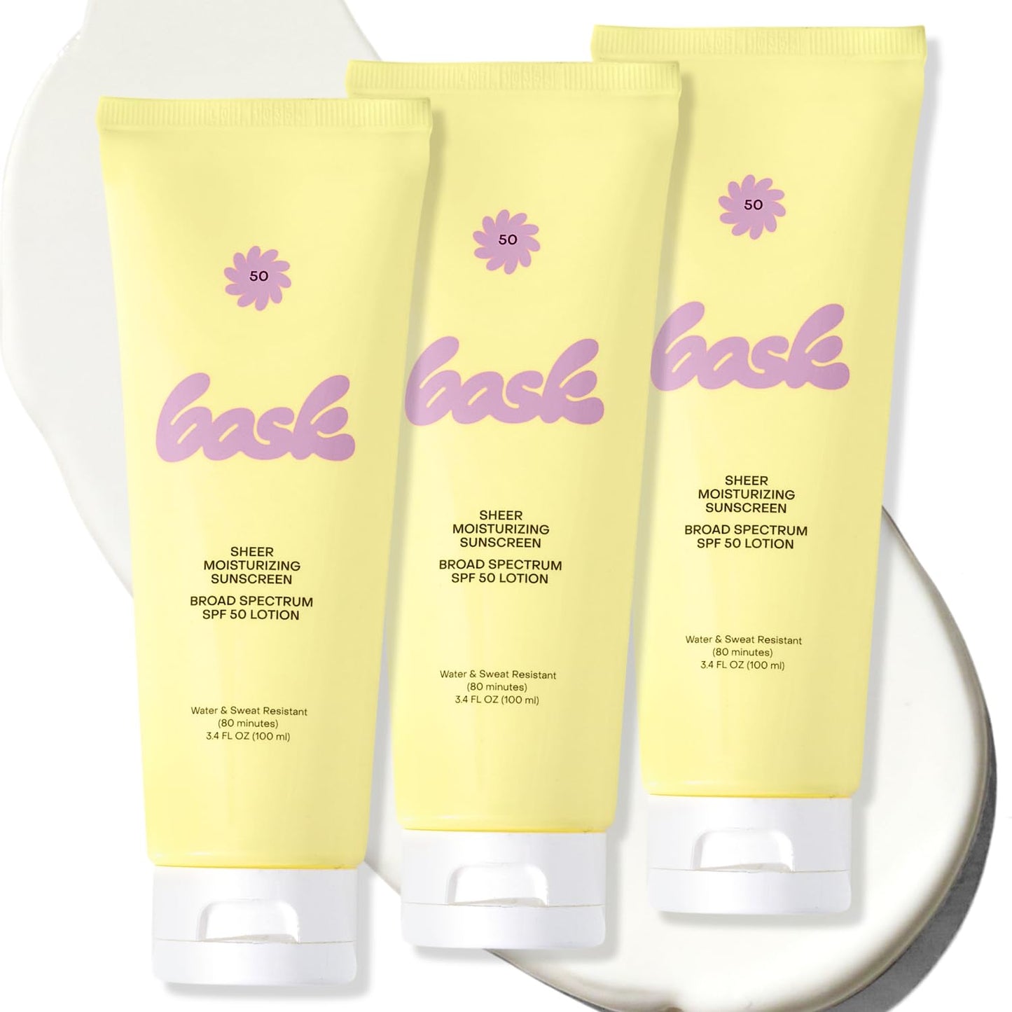 Bask SPF 30 Sheer Moisturizing Sunscreen Lotion - Broad Spectrum UVA/UVB Protection, Dermatologist Recommended, Hydrating, Lightweight & Non-Greasy, No White Cast, Travel Size, 3.4 fl oz